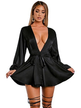 Women's Party Dress Satin Dress Sexy Dress Mini Dress Black Pink Long Sleeve Pure Color Backless Spring Fall Winter V Neck Fashion Winter Dress Fall Dress Slim  S M L XL